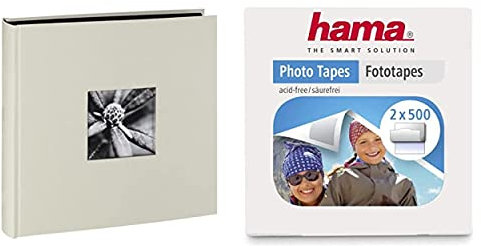 Hama Fotoalbum Jumbo 30x30 cm mit 1.000 Stück Fototapes (Fotobuch mit 100 schwarze Seiten, Album zum Selbstgestalten und Einkleben, 2x500 doppelseitig selbstklebende Fotokleber) weiß