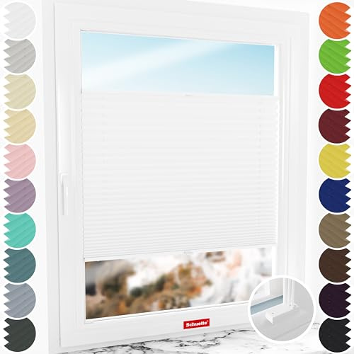 Schuette® Plissee mit Bohren zum Anschrauben ● Premium Kollektion: White Day (Weiß) ● 80x100cm (Breite x Höhe) ● Suprafix Faltrollo Befestigung ● Bequeme Rollo Montage inkl. Video