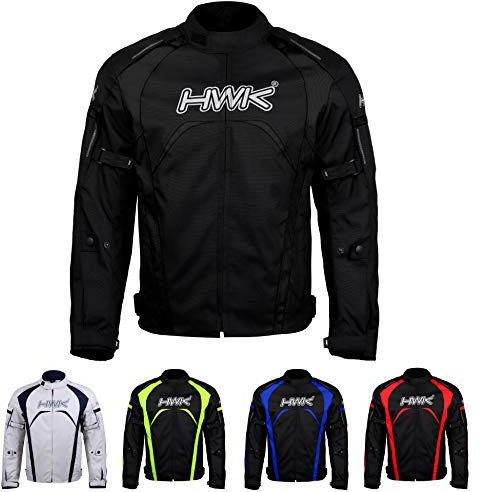 HWK Motorcykeljacka herr ridning textil racing motorcykel hi-vis cyklist CE pansrade vattentäta jackor (helt svart, XL)