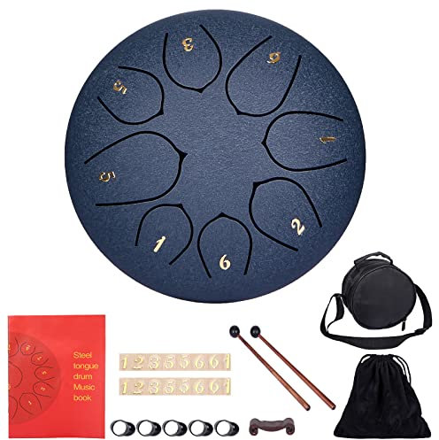 Steel Tongue Drum 6 Stahlzungen 8 Töne Zungentrommel Pan Drum Percussion Steel Instrument Handpan Steel mit Schlägeln,Tragetasche,Fingerschutz Handpfannentrommel für Meditation Yoga Klangheilung