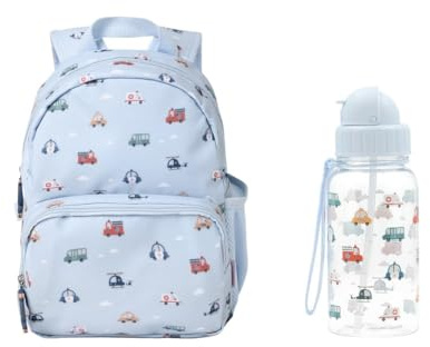 Tutete Set Sac à Dos École Maternelle | Sac à Dos Petite Taille avec Gourde Tritan 500 ML pour Enfant | Léger, Pratique et sans BPA | Idéal Crèche, École et Sorties | City Cars