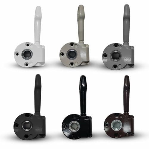 TENDEEVOLUTION Arganello per Tende da Sole da Esterno in Zama Inossidabile, Foro Quadro da 13 mm, Diversi Colori. Arganello Tende Manuale con Sistema di Bloccaggio (Bianco)