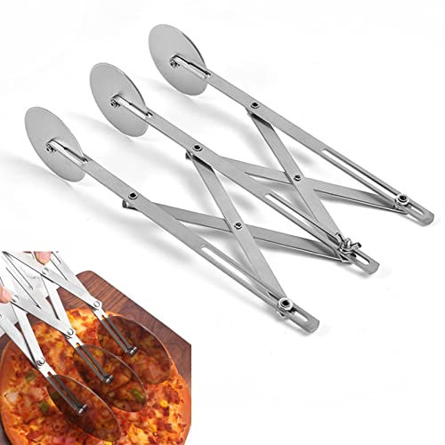 Cortador de Pastelería de Acero Inoxidable de 3 Ruedas, Expandible Divisor para Pizza, Cortador de Pizza y Pastas, Cortador de Pastelería Preciso, Para Pizza, Bollería, Tartas, Pasta, etc (3 ruedas)