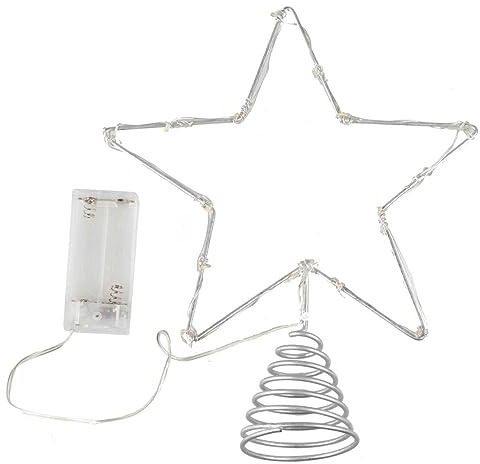 Ginger Ray Cimier de Sapin de Noël Moderne en Forme d'étoile argentée avec lumières 25 cm