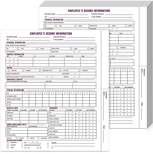 Glenmal 30 Pcs Confidential Employee Record Folders Employee File Folders Payroll Book 9.5 x 11.5'' Personnel Organizer Decorative File for Company Office Record Info Preprinted