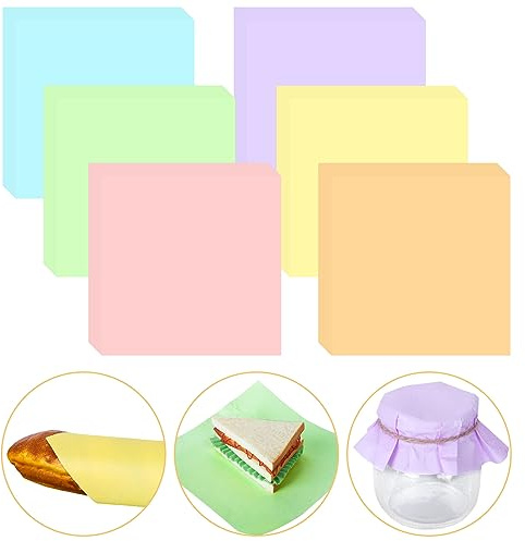 Whaline 240 Sheets Macaron Color Wax Paper 6 Colors Spring Easter Food Wrapping Tissue Sandwich Wrapping Papers Colorful Deli Paper Basket Liner for Home Restaurant Kitchen Baking Party Supplies