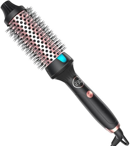 Thermal Brush, 38 mm Warmluftbürste Volumen Haar Kamm, haarstyling Lockenbürste, Volumen Haar Kamm Rundbürste, Hot Brush mit LCD-Anzeige für Reise, Geschenke für Frauen (black)