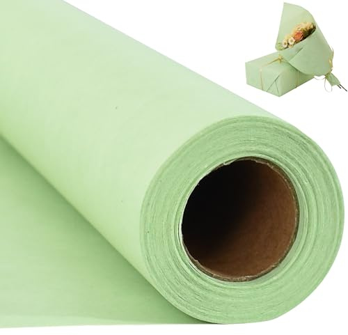 RIBBOOO Carta da regalo verde salvia, 38 cm x 9,8 m, carta da regalo per confezioni regalo bouquet di fiori, imballaggio, compleanno, Natale, festa della mamma, matrimonio, San Valentino