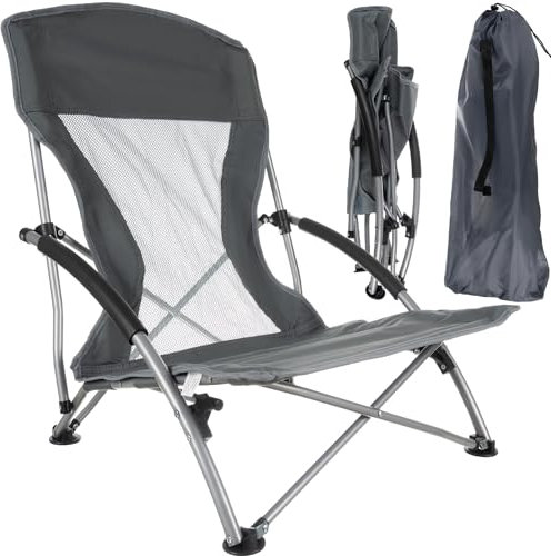TRIZAND Chaise de plage avec pieds bas - Pliable - Charge maximale : 100 kg - Légère - Petite taille une fois pliée - Respirante - 23923
