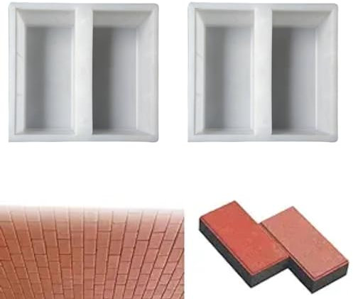 AZURAOKEY Lot de 2 moules à pavés de briques pour bricolage - Moules à blocs de béton - Moules portables pour couloir, béton, allée, pierre, chemin de jardin, pièces de cour