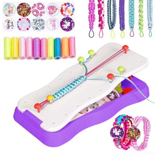 Freundschaftsarmbänder Selber Machen, DIY Armbänder Friendship Bracelet Kit, Basteln Mädchen Alter 8-12 Jahre Webrahmen Knüpfstern Geschenke für Kinder im Alter von 8-12 Jahren