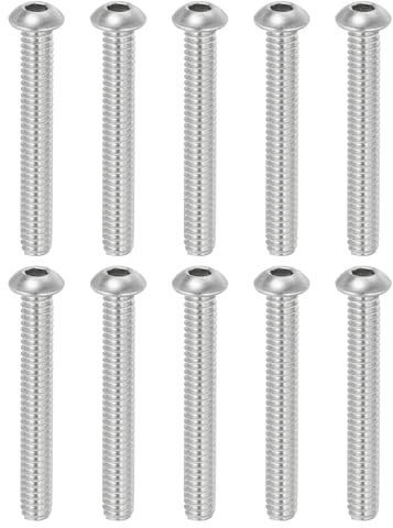 PATIKIL 10pz Viti a Testa Bombata con Esagono Incassato, 1/4-10x2 Acciaio Inossidabile 304 Bulloni Testa Cilindrica Esagono Incassato Viti Completamente Filettatura Completa Fine UNC
