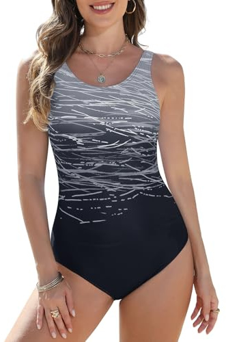 Yuson Girl Baddräkt i ett stycke för kvinnor sport U-ringning badkläder i ett stycke badkläder push-up vadderad BH baddräkt pool sexig baddräkt i ett stycke förvaring strand strandkläder, Svart-2, L