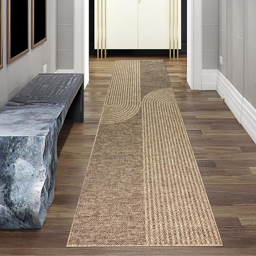 Teppich-Traum Teppich Balkon Läuferteppich Flurläufer groß mit zeitlosem Bogenmuster beige & braun 80 x 250 cm