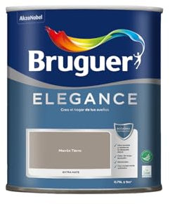 Bruguer ELEGANCE Pintura Monocapa ExtraMate, Paredes y Techos, Interior, Exterior protegido, Alta Durabilidad, UltraLavable, Resistente al Desgaste y Manchas Marrón Tierra 750 ml