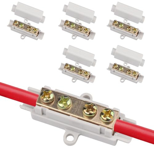 MUNTE 5 Pezzi Morsettiera a Doppia Vite, Terminale Filo Conduttore in Ottone, Connettore Filo, Gamma di Cablaggio 2,5-16 mm², 100A/1000V, Facile da Installare, per Industria, Casa
