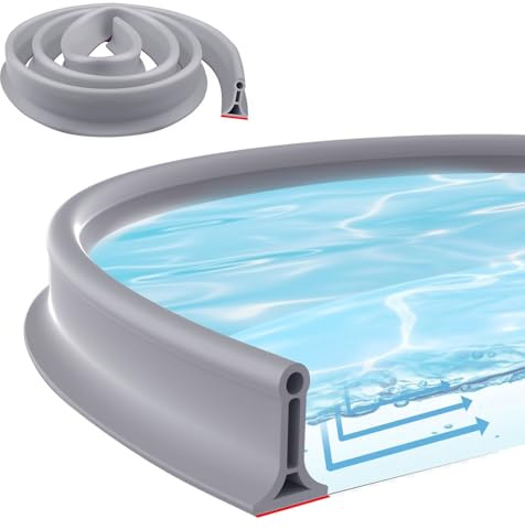 Zyiphor 2M Barriera Doccia Ferma Acqua, Gomma Guarnizioni Box Doccia, Guarnizione Impermeabile Antimuffa per Bagno, Autoadesiva Guarnizione Doccia Sottoporta per Angoli Lavabo Vasca, Grigio