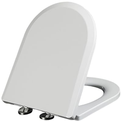 WC Sitz Mit Absenkautomatik, Toilettendeckel D-Form, Befestigung Oben, Toilettensitze Aus PP-Material, Weiß Klodeckel, Klobrille Mit 360° Verstellbarem Scharnier, Toilettendeckel, U-Form,35.5*44cm