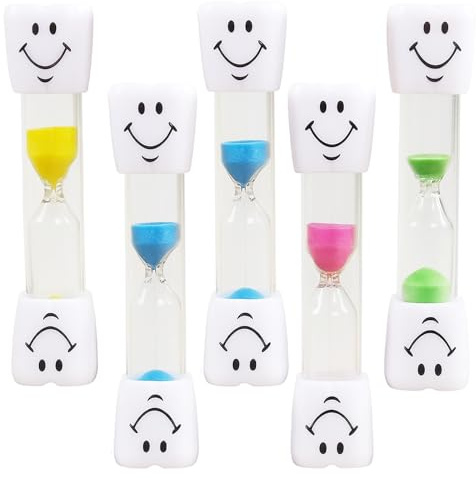 Toothbrush Timers for Kids, 5 Pack 2 Minute Sand Timer for Teeth Brushing, Fun Egg Timers for Kids to Encourage Oral Hygiene, 10 x 2.3 cm Colorful Teeth Brushing Timer for Kids