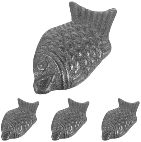 TOPPERFUN 4pcs Iron Fish Cooking Tools Natural Vegan Supplement for Iron Deficiency Pregnant Women Athletes Cast Cookware Easy Clean