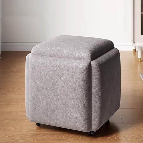 Cubo Sgabello girevole 5 in 1 con ruote, poggiapiedi impilabile e sedia – Versatile Sto Solut per soggiorno e camera da letto perfetto per piccoli