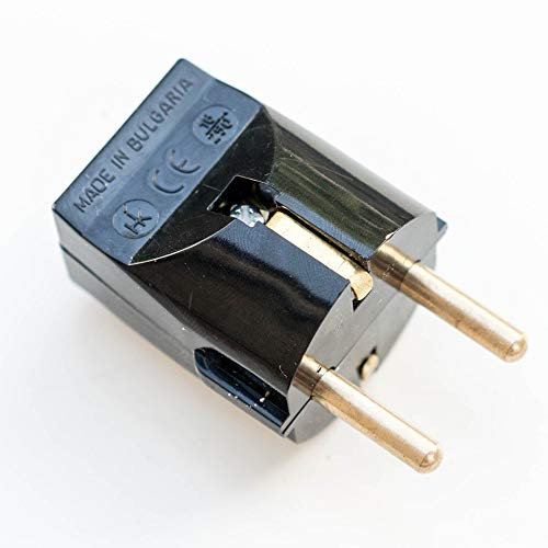 Spina Schuko in Duroplast (effetto bakelit), spina di protezione con contatto, nero