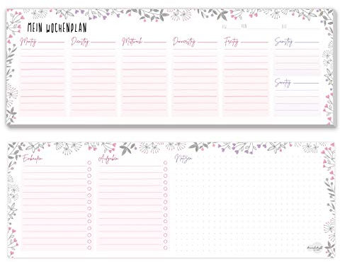 Wochenplaner ohne festes Datum [Blumen] 50 Blatt | Tischkalender Block quer undatiert inkl. Terminplaner, Wochenziele, Habit-Tracker, To-Do-Liste, Einkaufsliste, Notizen | klimafreundlich & nachhaltig