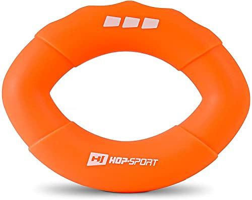 Hop-Sport Silikon Handtrainer Fingertrainer 4 Widerstände – Ring Unterarmtrainer zur Steigerung der Griffkraft (orange)