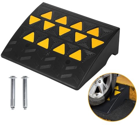 MYOYAY Bordsteinrampe Bordsteinkanten-Rampe 50 x 38 x 16 cm, Tragbare Autoschwellenrampe Gummi Rampe Rollstuhl Auffahrrampen Auffahrkeile Türschwellenrampe, Gummirampe für Autos Motorrad, 16cm Hoch