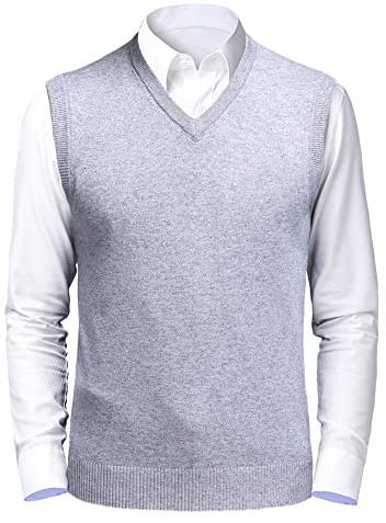 Btmpmcs Herr Enfärgad V-ringad Slipover tröja väst Klassisk Business Gentleman Stickad väst Enfärgad Casual Pullover Gilet Smart Suit Ärmlösa linne