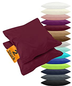 npluseins 2er Pack Kissenbezüge aus Jersey-Baumwolle in unifarbenem Design 1179.1539, ca. 40 x 40 cm, Bordeaux