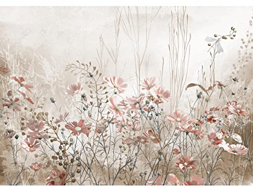 Runa Art Fotomurales Pradera de flores Vintage 352 x 250 cm Fondo De Pantalla XXL Moderna Decoración De Pared Sala Cuarto Oficina Salón Beige 9564011a