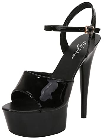 Sandales à talons hauts pour femmes avec talons fins et plateforme sexy - Sandales à plateforme à talons hauts pour femmes - Chaussures de mode pour femmes avec petits talons compensés - Sandales à