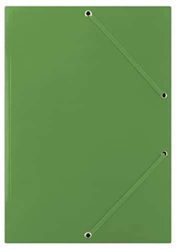 DONAU FEP06G Premium hörnspännarmapp A4 tillverkad av stark kartong/kartong med 2 elastiska band | 50-pack/50 stycken, färg: grön | perfekt för kontor och skola | grön punkt