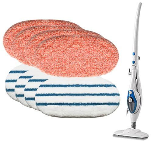 YHOLSDAS Ersatz-Pads für Dampfreiniger, kompatibel mit PurSteam Dampfreiniger, 10-in-1, 4 verbesserte Ultra-Reinigungspads für Dampfreiniger + 4 Mikrofaser-Ersatz-Pads für Dampfreiniger, 8 Stück