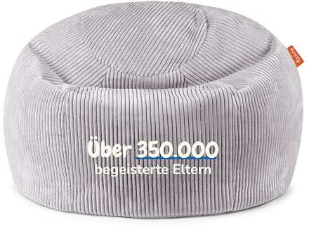 Funzy Sitzsack für Kinder aus Cord mit Füllung aus Schaumstoff, Kindersitzsack für Mädchen und Jungen aus hochwertigen Materialien, Oeko-TEX 100 Zertifiziert mit 3 Jahre Garantie, Koala Grau