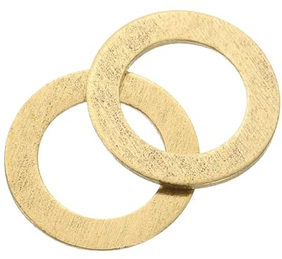 sourcing map M10 Flat Washer Brass Ring Flat Washers 16mm OD 1mm T 15Pcs | Metal Sealing Gasket Ring for Screws Bolts Nuts