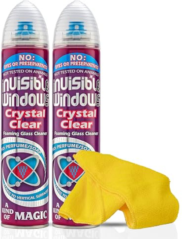 Window Cleaner 2 Pack Spray 300ml – Streak-Free Glass & Window Cleaner with Microfiber Cloth – Shine Mirrors, Windows & Glass Surfaces – Professional Cleaning Kit
