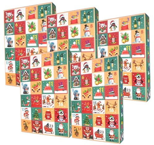 Lawnrden fyllbar adventskalender |5 st tomma adventskalendrar att fylla i 24 dagars nedräkning gör-det-själv tomma kalenderlådor för julhelgen dekor