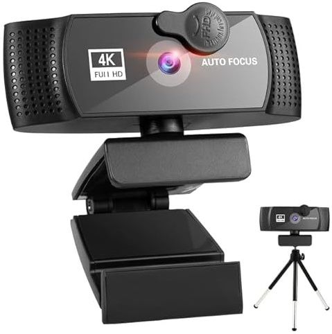 TIEOAXFT Webcam Full HD 8K 4K 1080P avec Microphone, USB, for Ordinateur Portable, Mini caméra vidéo(4K)