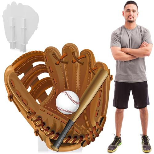 Capoda 3.9 ft Large Baseball Glove Party Signs Decoration Sports Cardboard Cutout Stand up Backdrop for Baseball Birthday Decor Balls Photo Viewing Event Game Day Celebrations Supplies