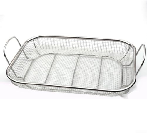 Glewi Cesta de parrilla de verduras de acero inoxidable resistente, herramienta de barbacoa de malla de 15 x 11 pulgadas con asas para cocinar a la parrilla al aire libre