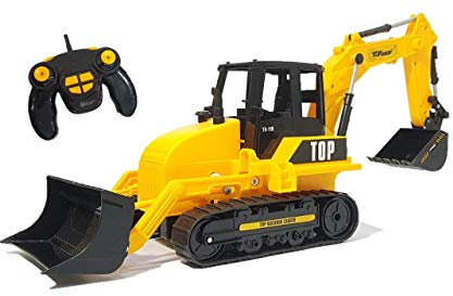 Top Race Ferngesteuerter RC Bulldozer mit Licht und Sound, 8-Kanal Traktor Spielzeug für Kinder, voll Funktionsfähiger Baustellenfahrzeug für Jungen und Mädchen