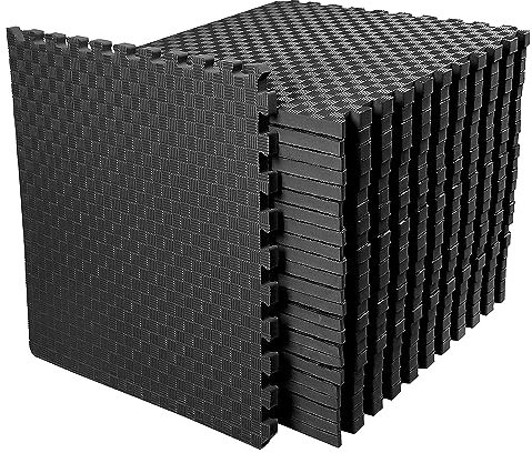 BalanceFrom Puzzle Exercise Mat with EVA Foam Interlocking Tiles for MMA, Exercise, Gymnastics and Home Gym Protective Flooring, 1 Thick, 72 Square Feet, Black