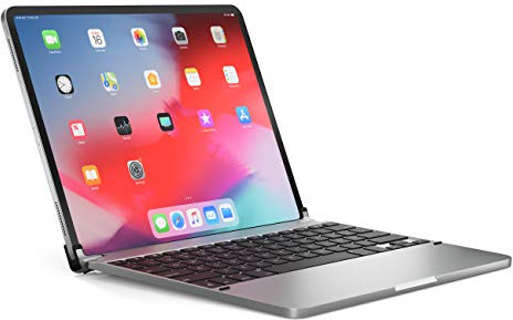 BRYDGE 12.9 Pro, Hochwertige Bluetooth Tastatur aus Aluminium, deutsches Layout QWERTZ, für das iPad Pro 12.9 (2018 & 2020), inklusive magnetischem iPad Cover, silber