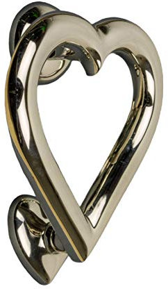 Brass Bee Türklopfer, Messing, vernickelt, Herz-Türklopfer, massives Messing