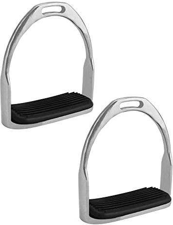 QWORK Horse Riding Stirrups, Hose Saddle, Safety Stirrup, Stainless Steel English Riding Protection Saddle, Knee Ankle Reduce Pressure, 1 Pair