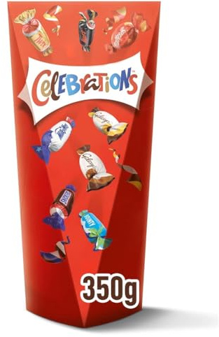 Celebrations Pop Box 350g I Geschenk I Überraschung I Geschenkbox I Mini Schokoriegel Mix I Twix Snickers Mars Milky Way Galaxy Maltesers Teasers Galaxy Caramel Bounty