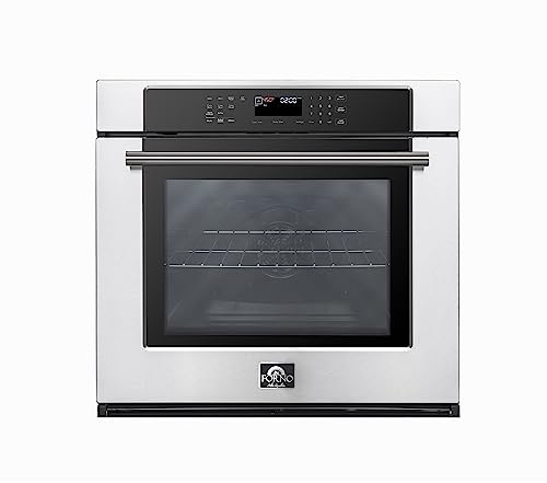 FORNO Villarosa Electric 30 Inch. Built-In Single Wall Oven Glass Touch Controls, Auto Cooking and Steam Cleaning - 5.00 Cubic ft. Stainless Steel Convection Wall Oven with Air-Fry Function