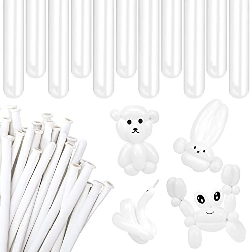 LovesTown 150 PCS 260 Long Twisting Balloons, White Latex Animal Balloons for Birthday Wedding Festival Party Decorations